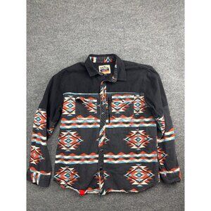 Prnt by Polymer Shirt Men's XL Black Aztec Snap Up Zip Pocket Southwestern
